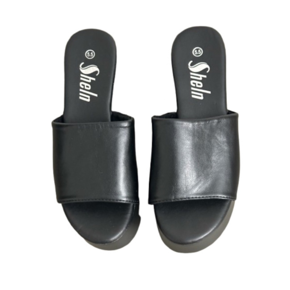 NWOB Shein Faux Leather Platform Slide Sandals 5.1/2